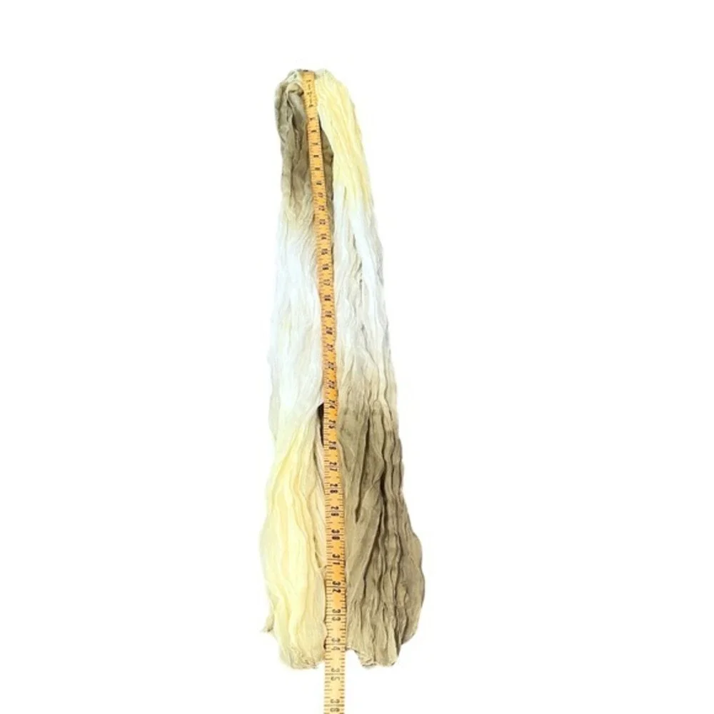 Chicos Crinkle‎ Scarf Sheer Ombre Yellow Cream Green OS Wrap Lightweight Spring